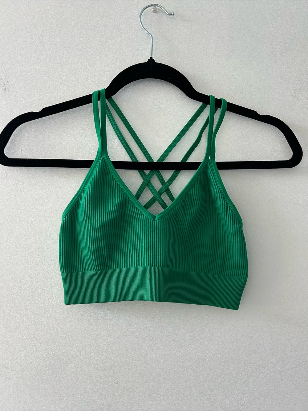 aerie Green Ribbed Strappy Bralette